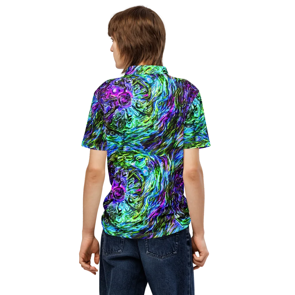 Prismatic Maelstrom on Men's Slim Fit Polo Shirt — Back