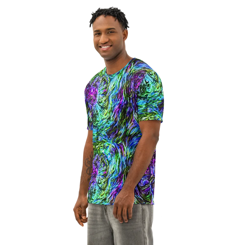 Prismatic Maelstrom on Men's Cotton Crew Neck T-Shirt — Left Front