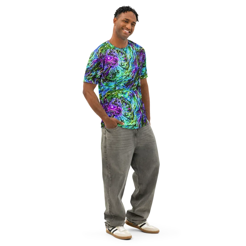 Prismatic Maelstrom on Men's Cotton Crew Neck T-Shirt — Right Front