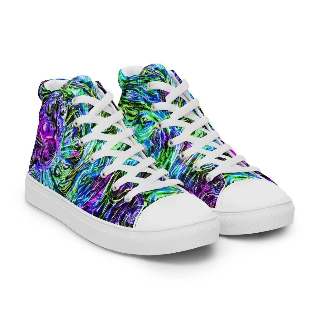 Prismatic Maelstrom on Men's High Top Canvas Shoes — Right Front