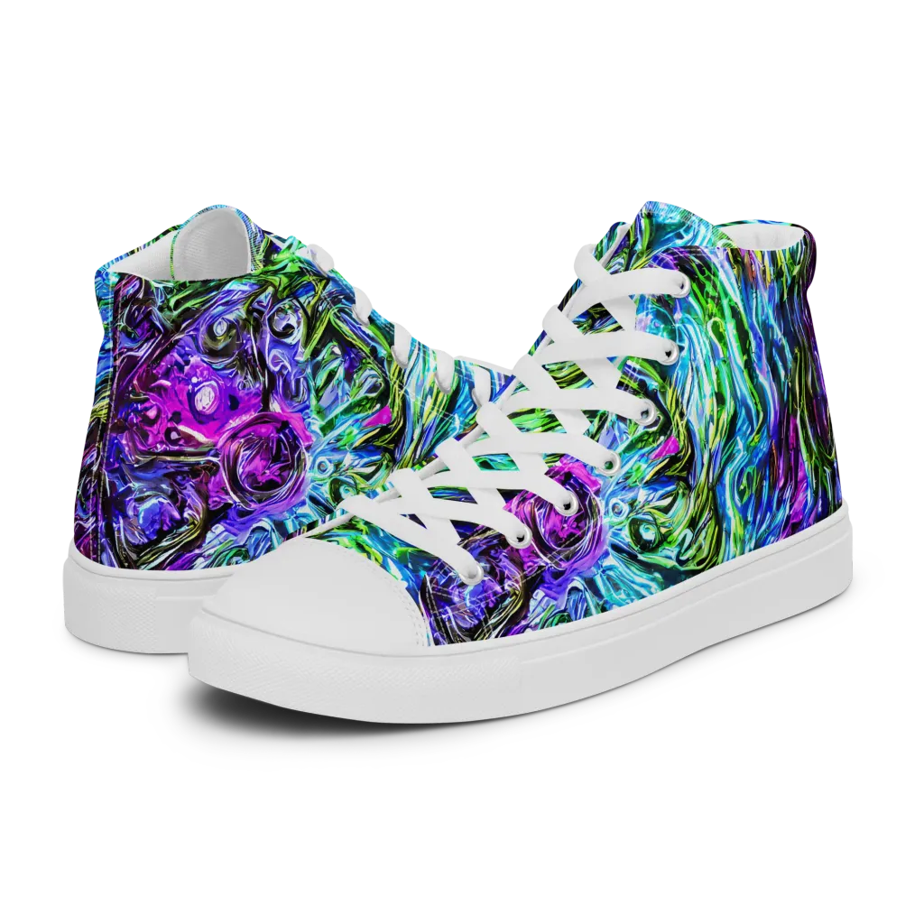Prismatic Maelstrom on Men's High Top Canvas Shoes — Left