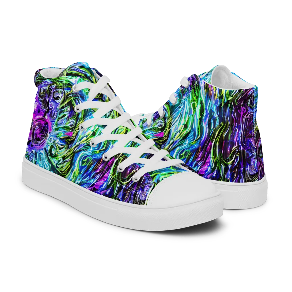 Prismatic Maelstrom on Men's High Top Canvas Shoes — Right