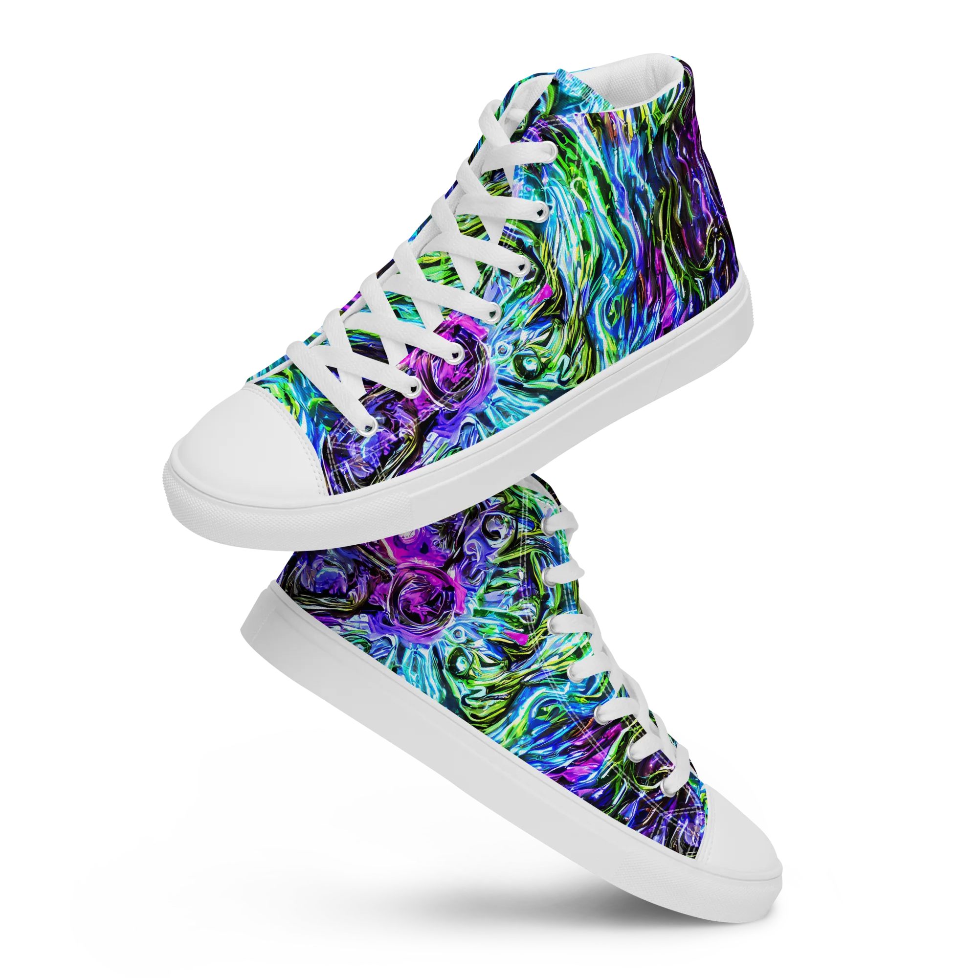Prismatic Maelstrom on Men's High Top Canvas Shoes — Front