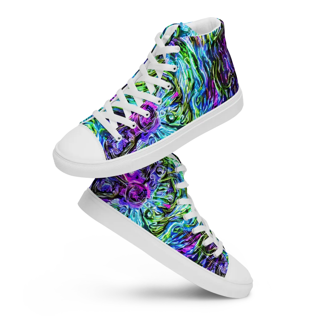 Prismatic Maelstrom on Men's High Top Canvas Shoes — Front