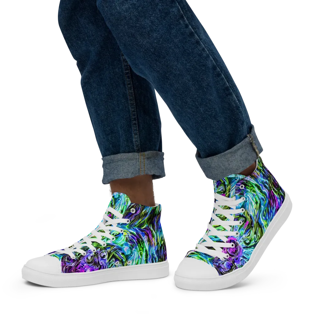 Prismatic Maelstrom on Men's High Top Canvas Shoes — Left