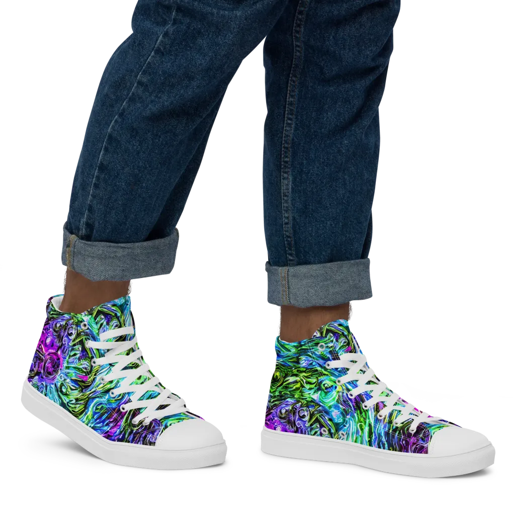 Prismatic Maelstrom on Men's High Top Canvas Shoes — Right