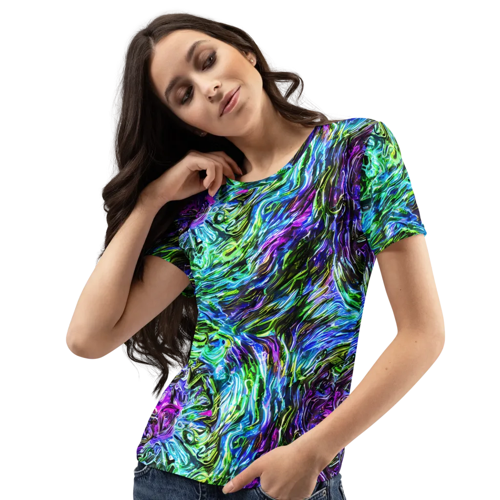 Prismatic Maelstrom on Women's Crew Neck T-Shirt — Left Front