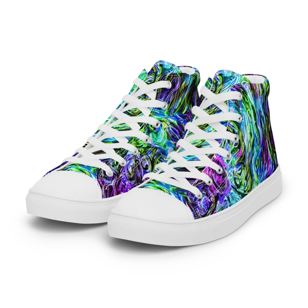 Prismatic Maelstrom on Women's High Top Canvas Shoes — Left Front