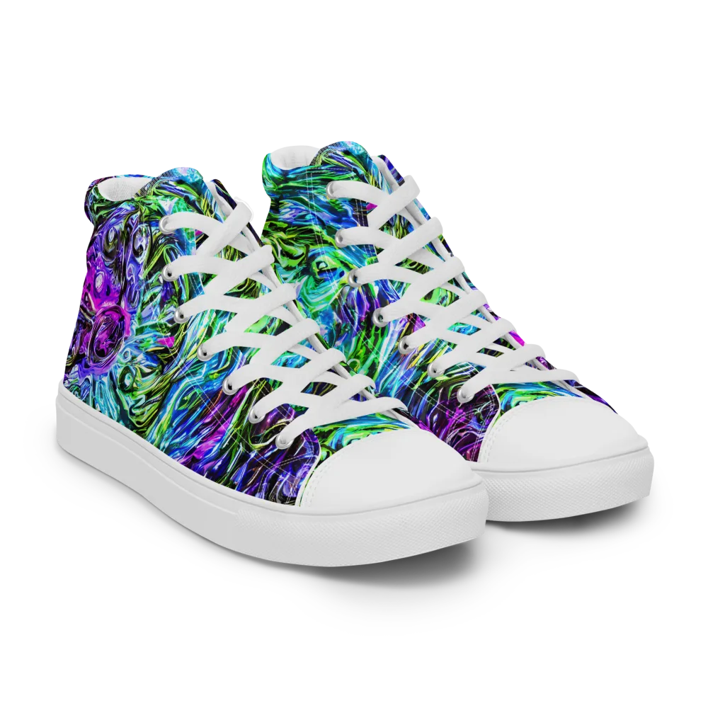 Prismatic Maelstrom on Women's High Top Canvas Shoes — Right Front