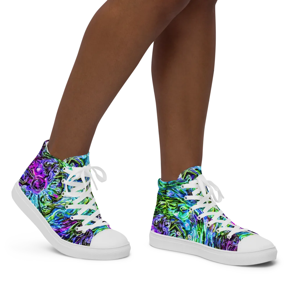 Prismatic Maelstrom on Women's High Top Canvas Shoes — Right