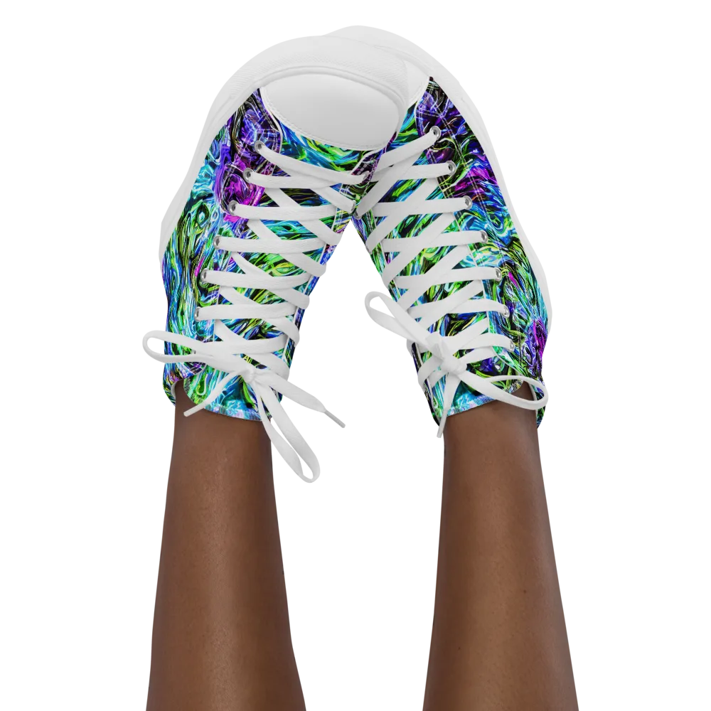 Prismatic Maelstrom on Women's High Top Canvas Shoes — Front