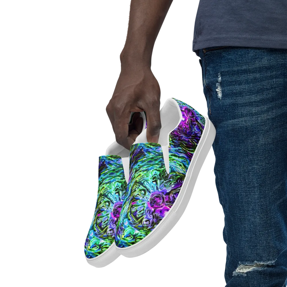 Prismatic Maelstrom on Men's Slip-On Canvas Shoes — Left Front