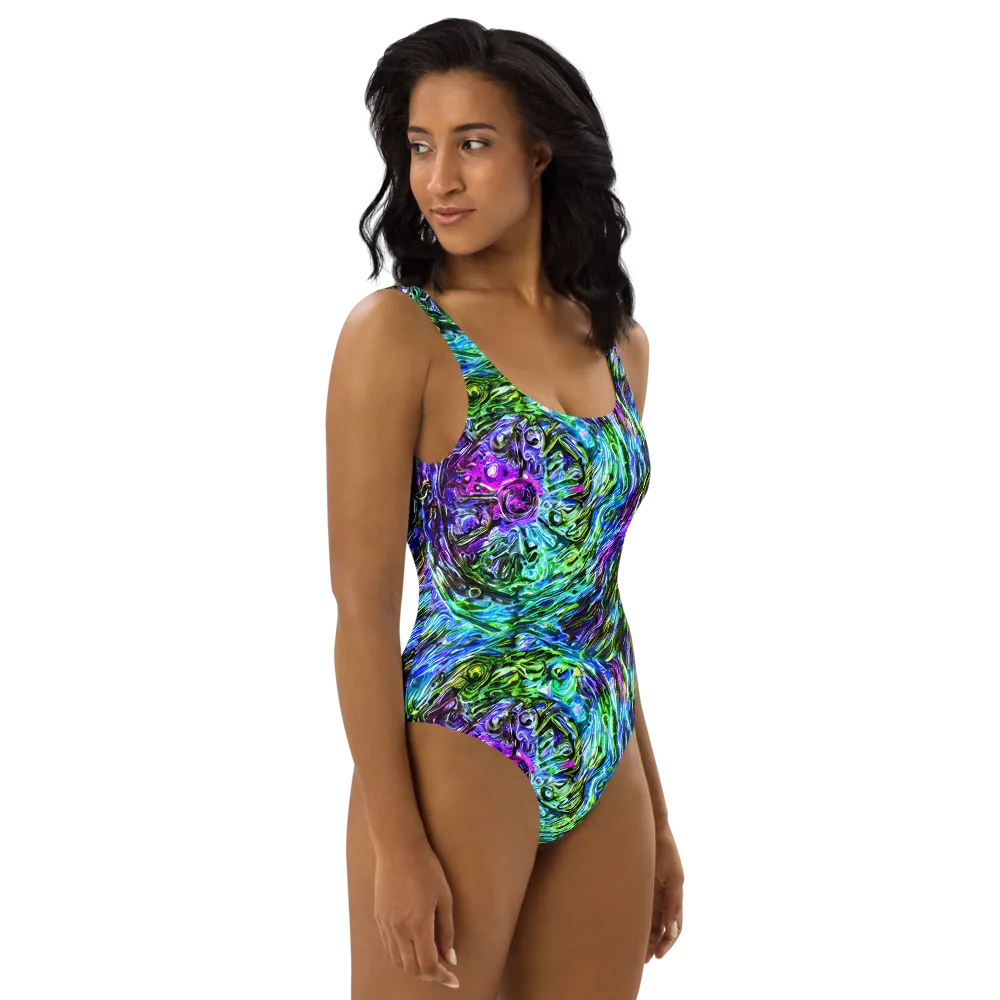 Prismatic Maelstrom on One-Piece Swimsuit — Right