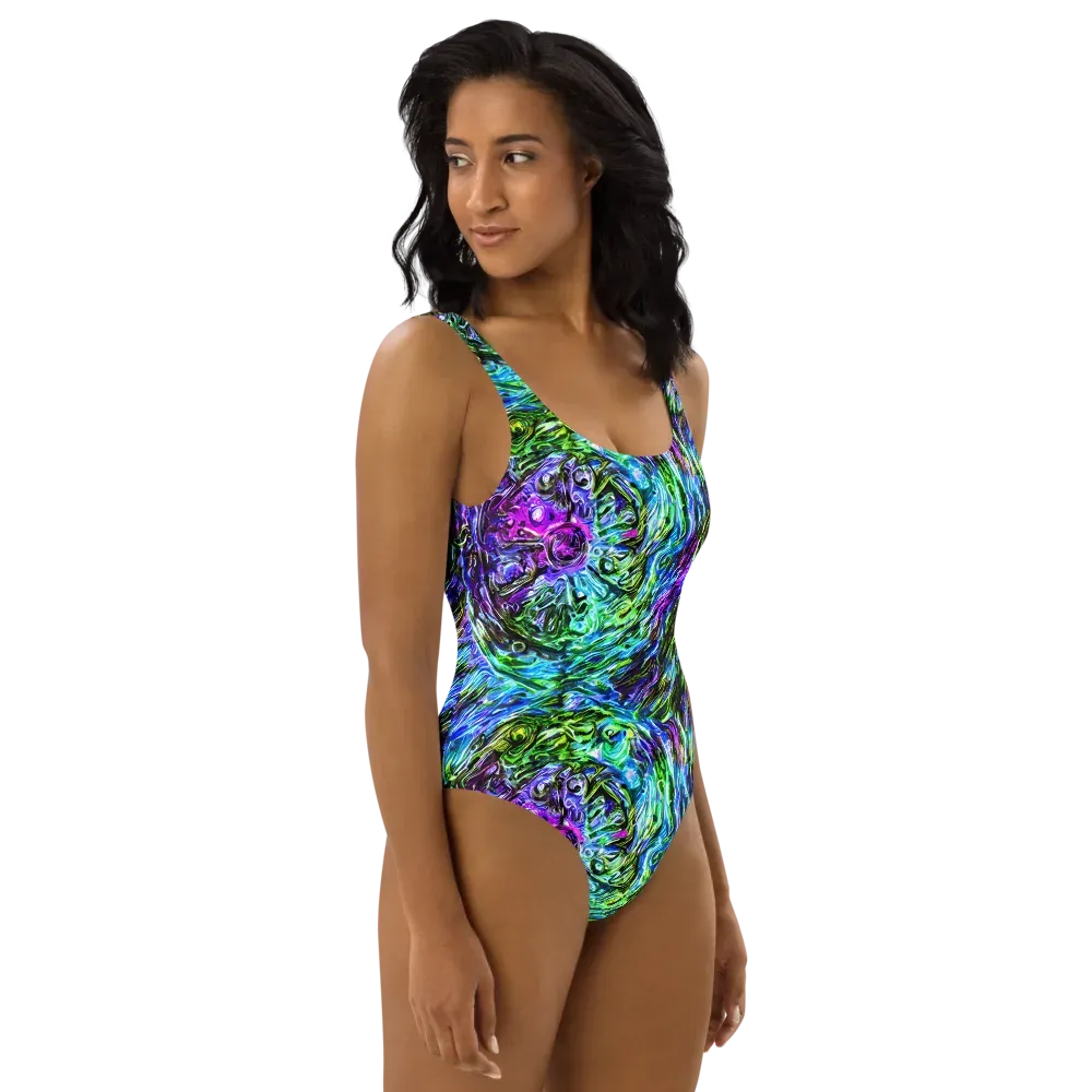 Prismatic Maelstrom on One-Piece Swimsuit — Right