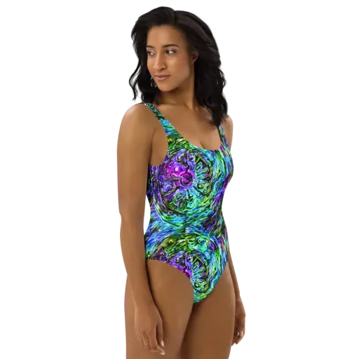 Prismatic Maelstrom on a One-Piece Swimsuit