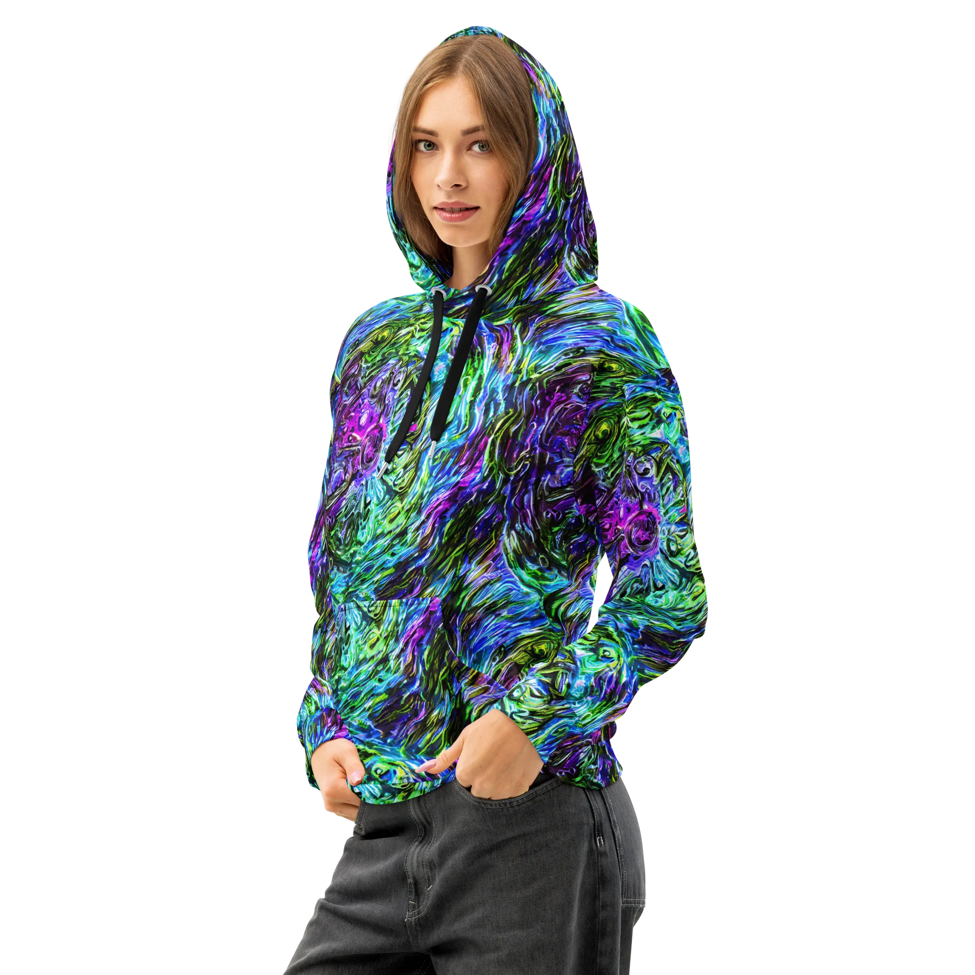 Prismatic Maelstrom on Cotton Hoodie — Left Front