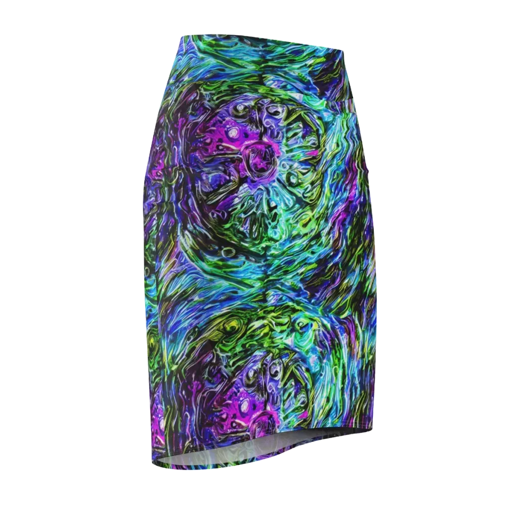 Prismatic Maelstrom on Pencil Skirt — Front Side