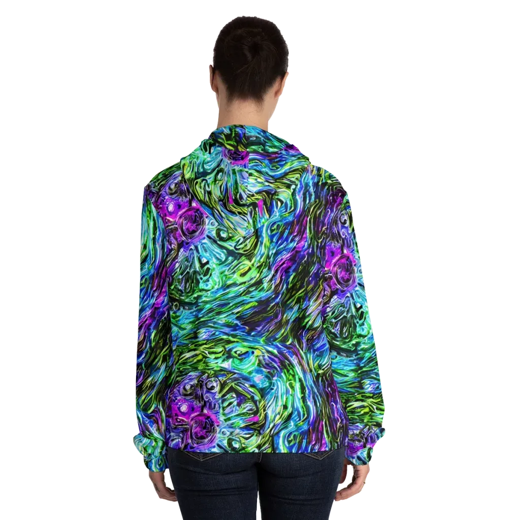 Prismatic Maelstrom on Women's Full-Zip Hoodie — Back On Person