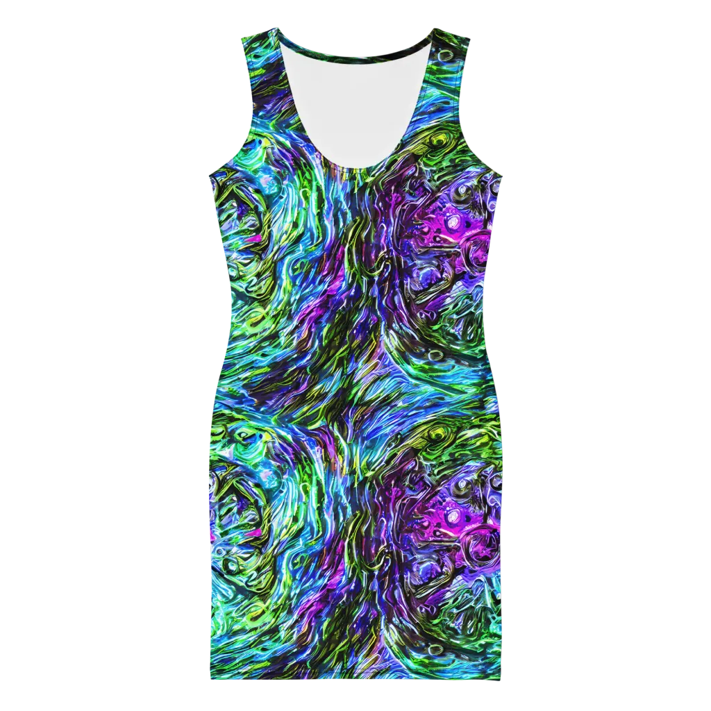 Prismatic Maelstrom on Bodycon Dress — Front