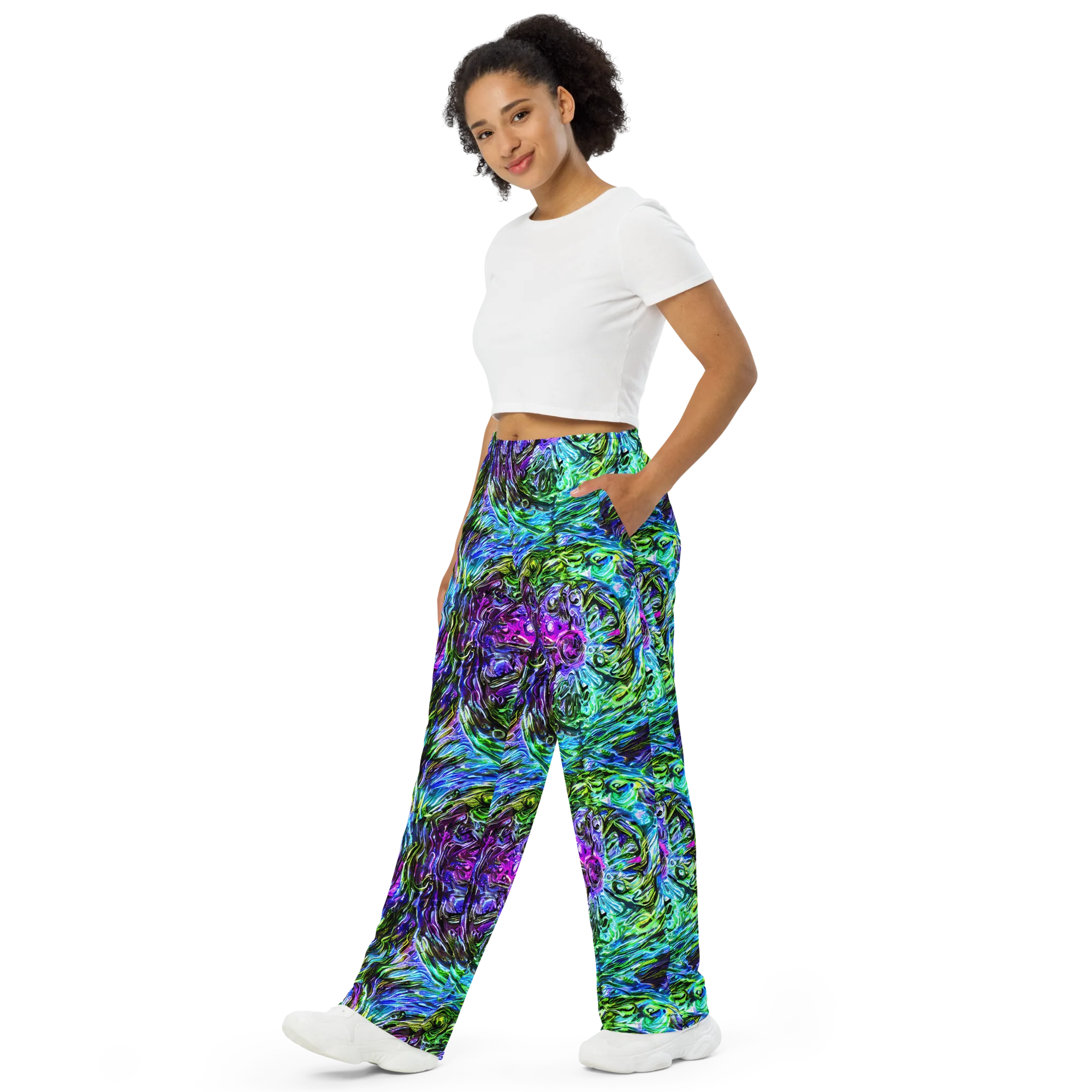 Prismatic Maelstrom on Wide-Leg Pants — Left Front