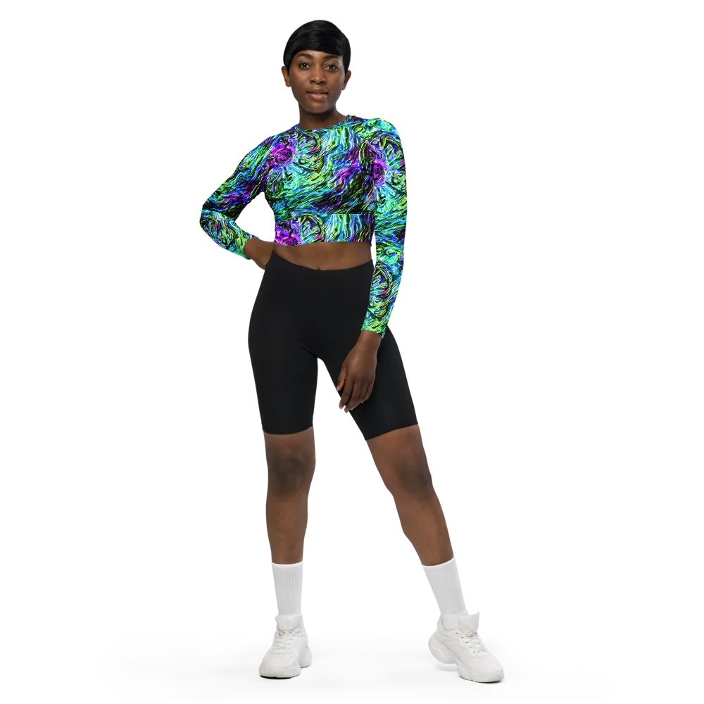 Prismatic Maelstrom on Long Sleeve Crop Top — Front