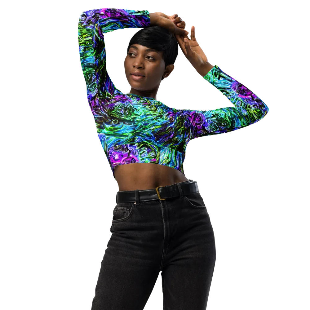 Prismatic Maelstrom on Long Sleeve Crop Top — Front