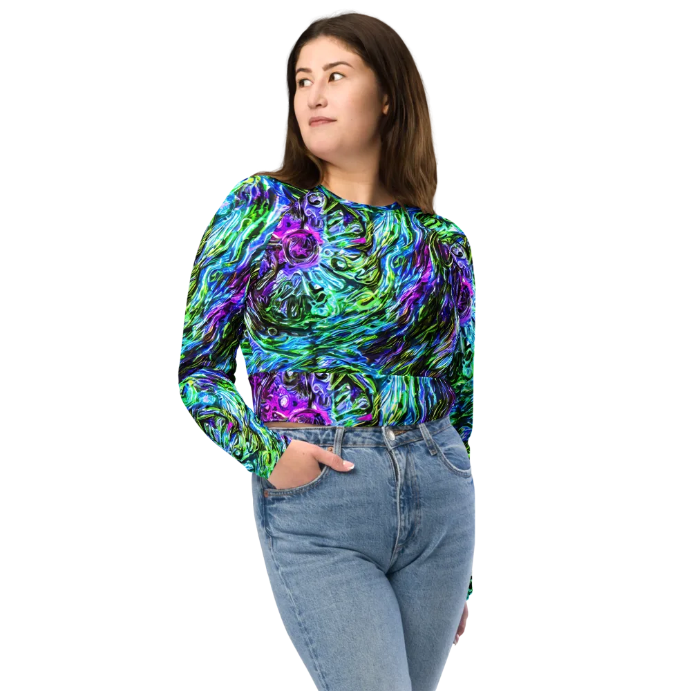 Prismatic Maelstrom on Long Sleeve Crop Top — Front