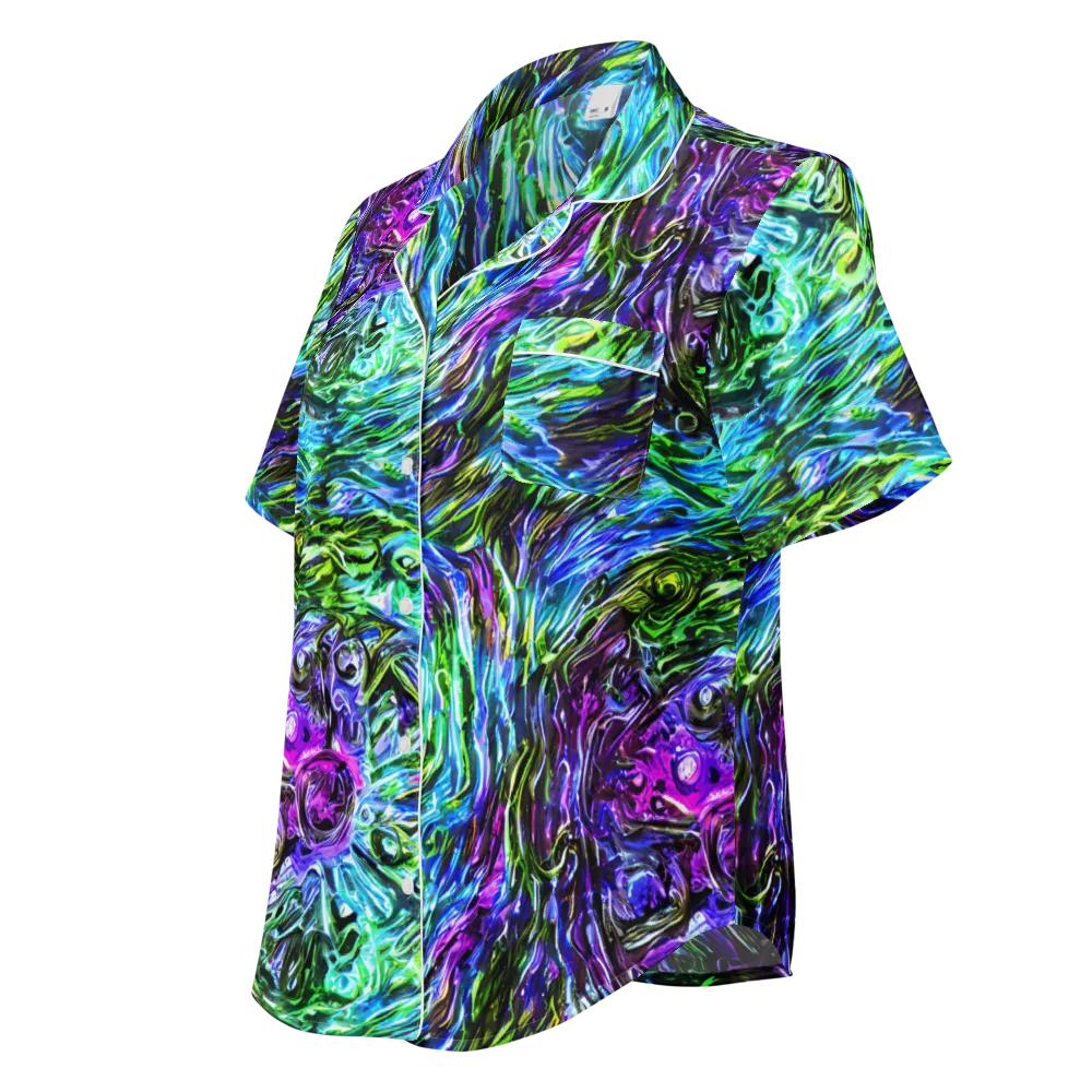 Prismatic Maelstrom on Women's Short Sleeve Pajama Top — Left Front
