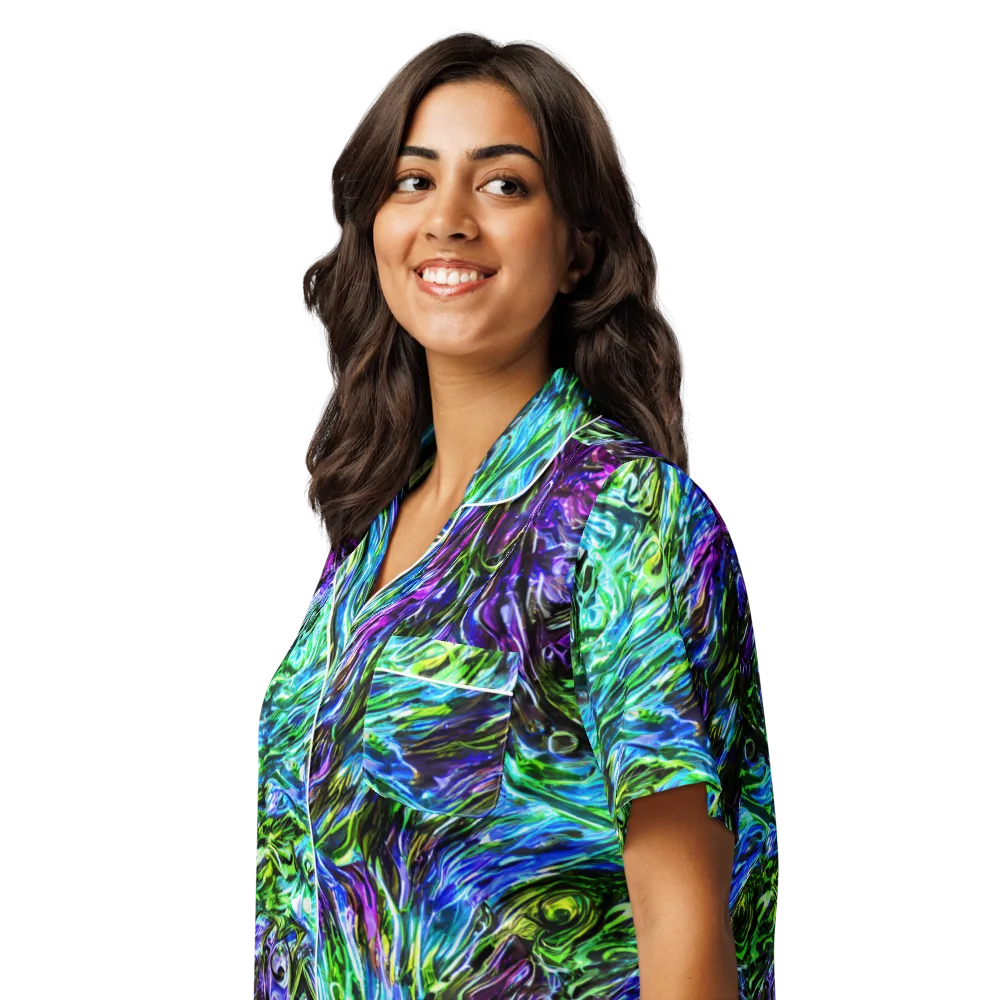 Prismatic Maelstrom on Women's Short Sleeve Pajama Top — Left Front