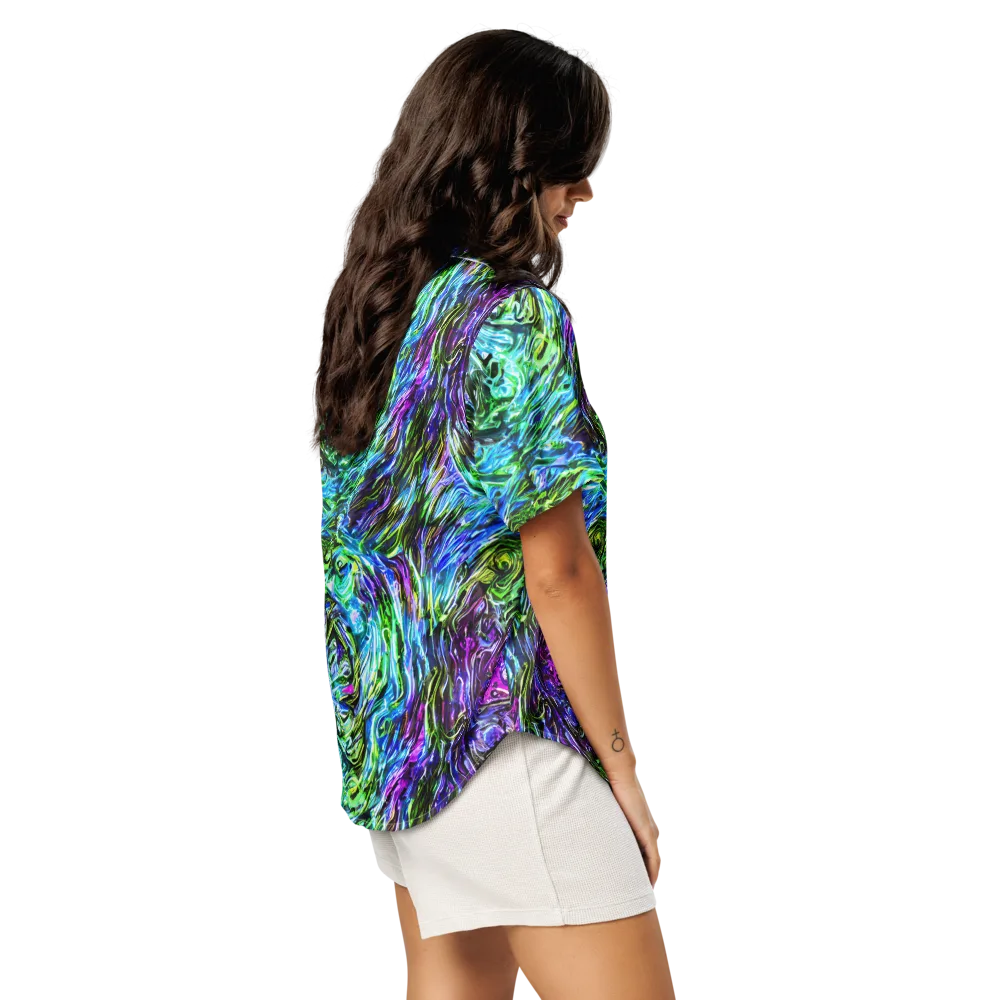 Prismatic Maelstrom on Women's Short Sleeve Pajama Top — Right Back