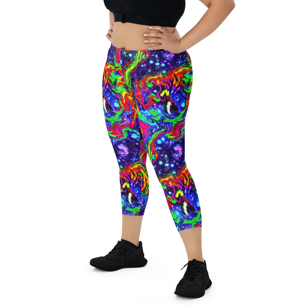 Ultraviolet Wildfire on Capri Leggings — Front