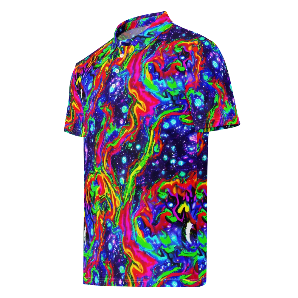 Ultraviolet Wildfire on Men's Slim Fit Polo Shirt — Left Front