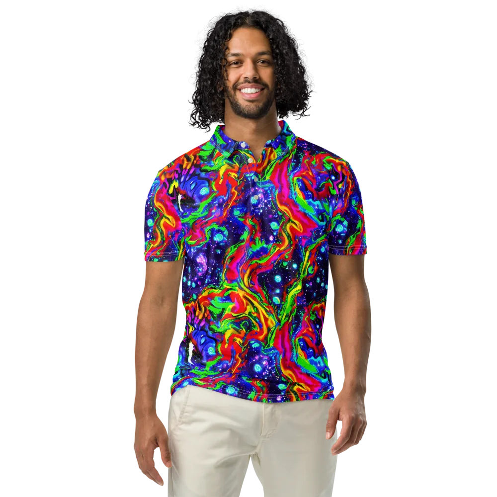 Ultraviolet Wildfire on Men's Slim Fit Polo Shirt — Front