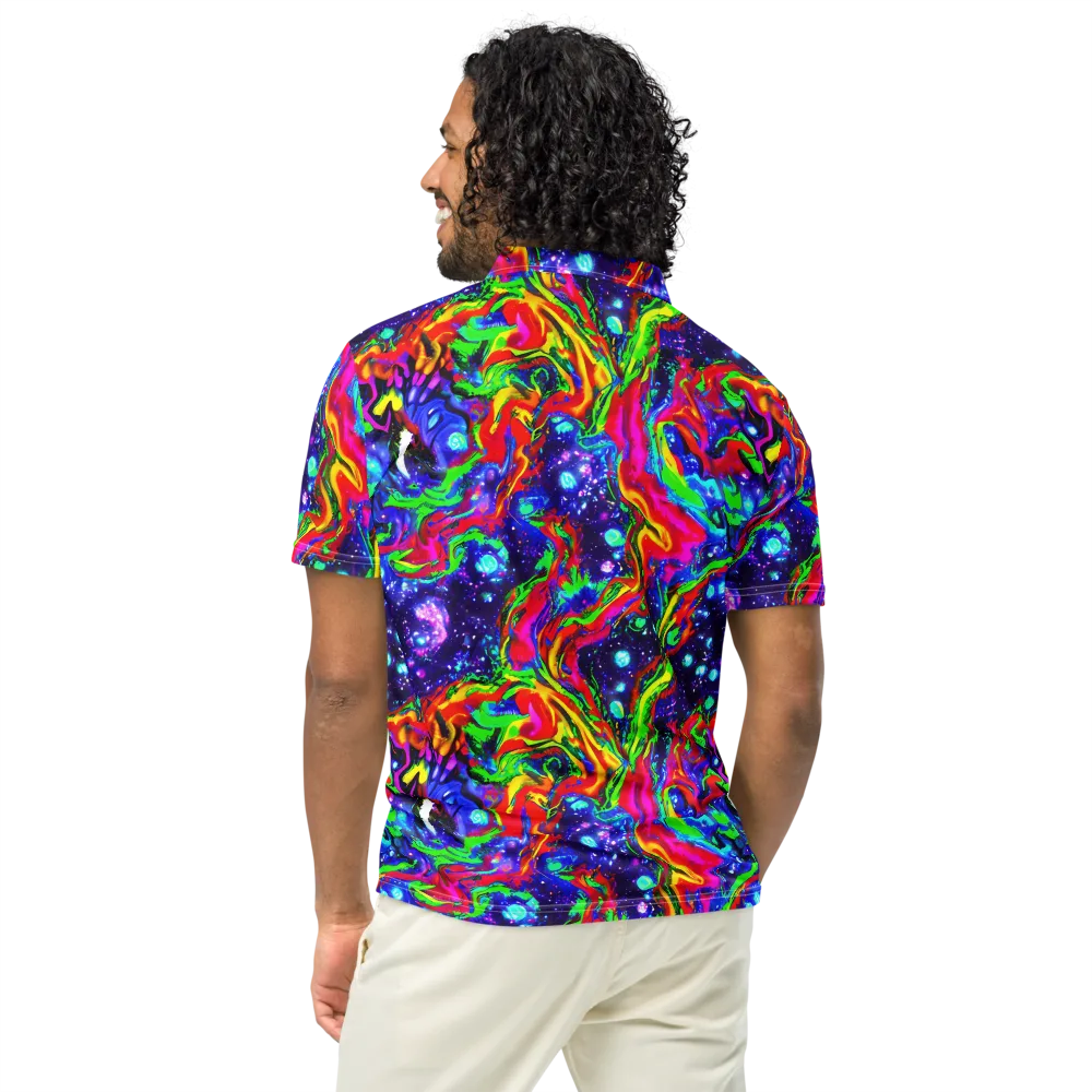 Ultraviolet Wildfire on Men's Slim Fit Polo Shirt — Back