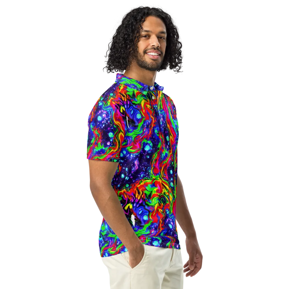 Ultraviolet Wildfire on Men's Slim Fit Polo Shirt — Right Front