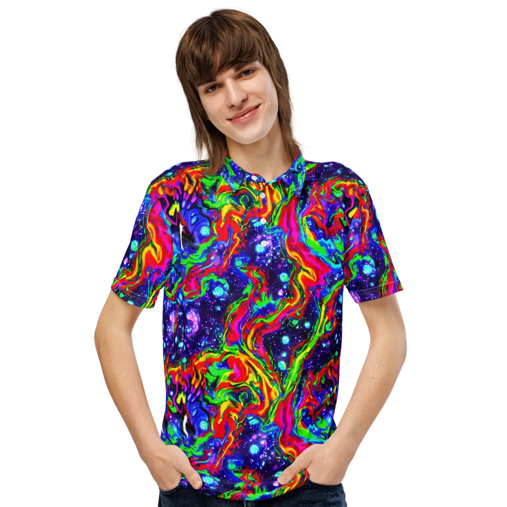 Ultraviolet Wildfire on Men's Slim Fit Polo Shirt — Front