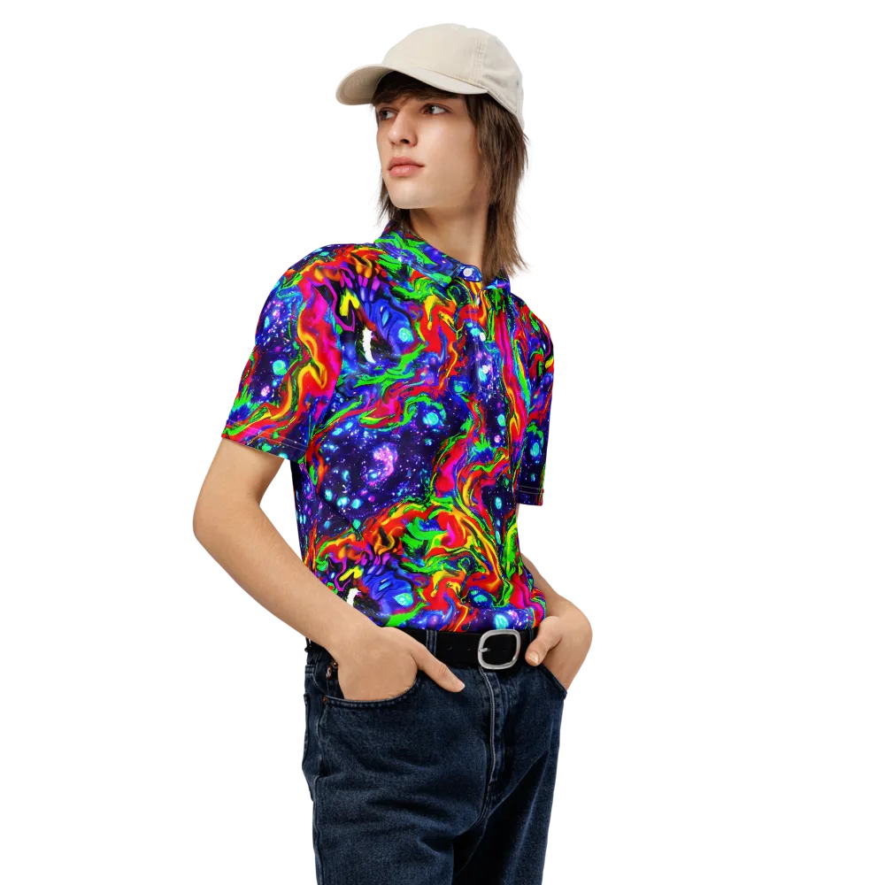 Ultraviolet Wildfire on Men's Slim Fit Polo Shirt — Right Front