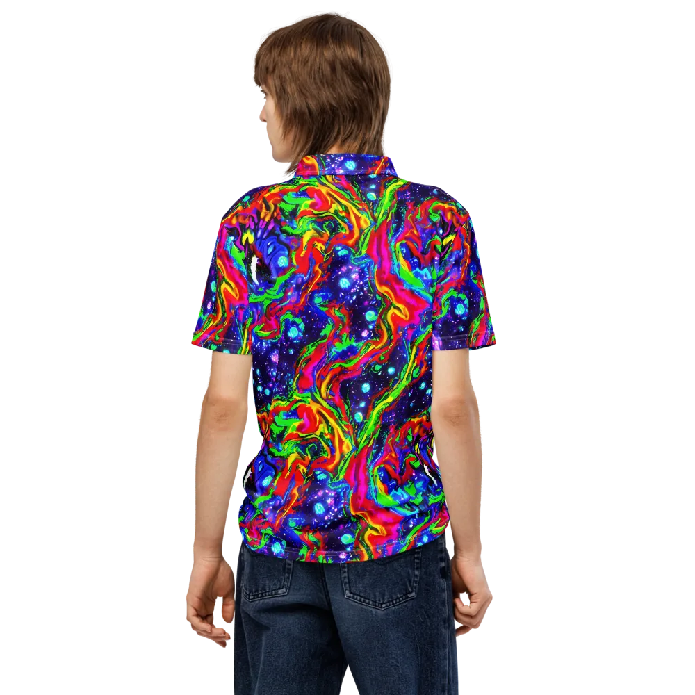 Ultraviolet Wildfire on Men's Slim Fit Polo Shirt — Back