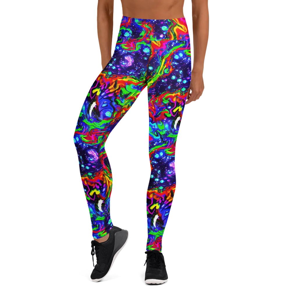 Ultraviolet Wildfire on Yoga Leggings — Front