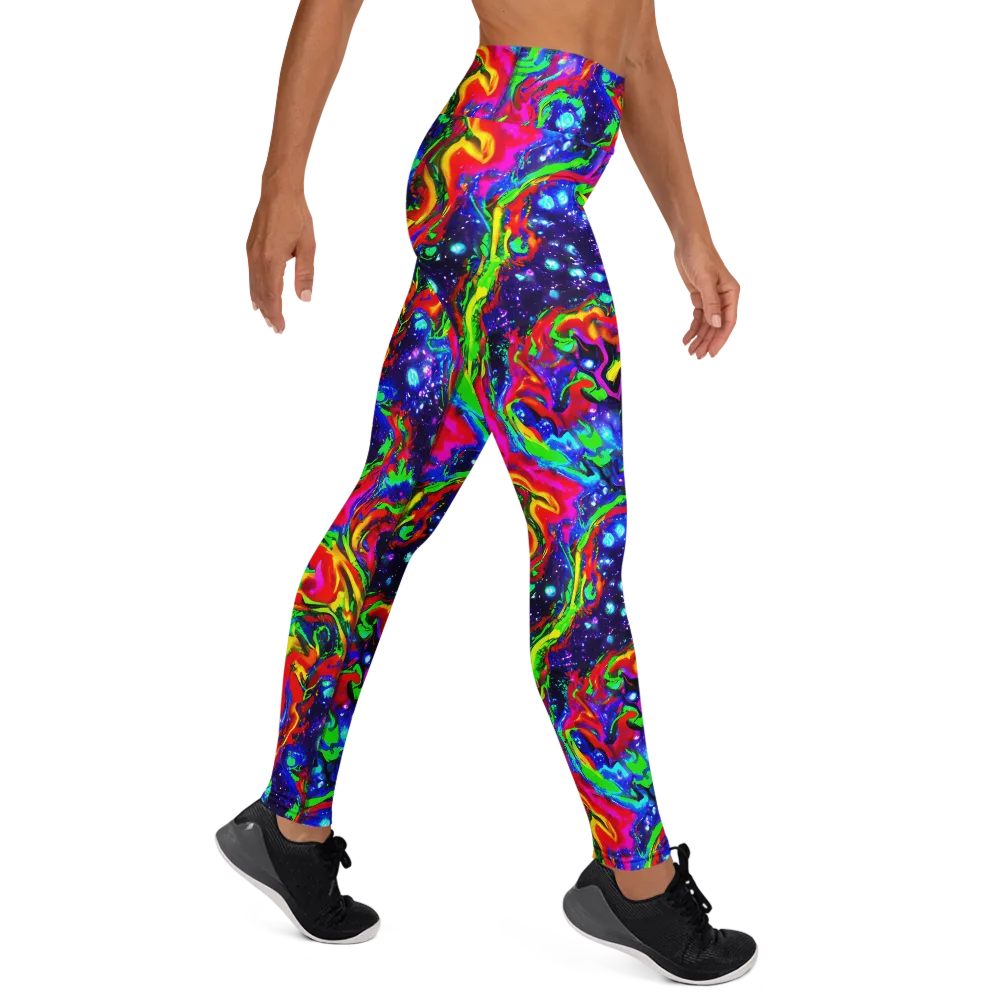 Ultraviolet Wildfire on Yoga Leggings — Right