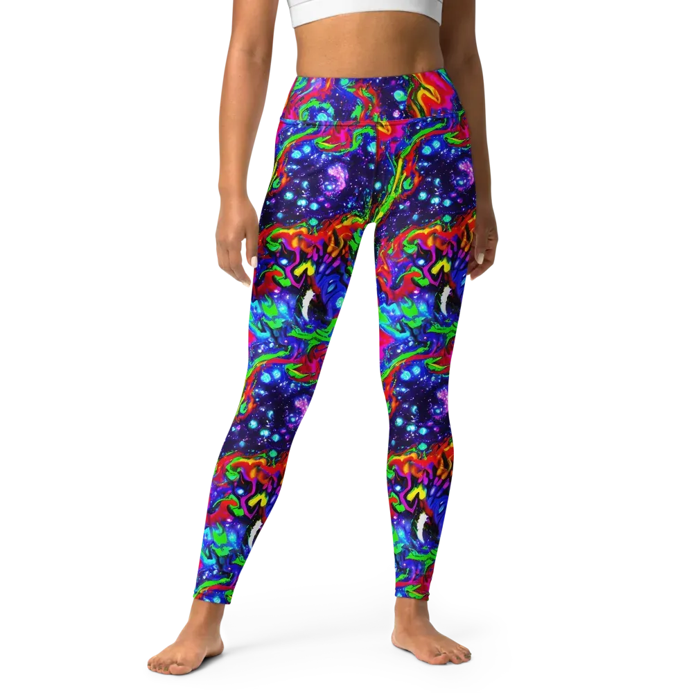 Ultraviolet Wildfire on Yoga Leggings — Front