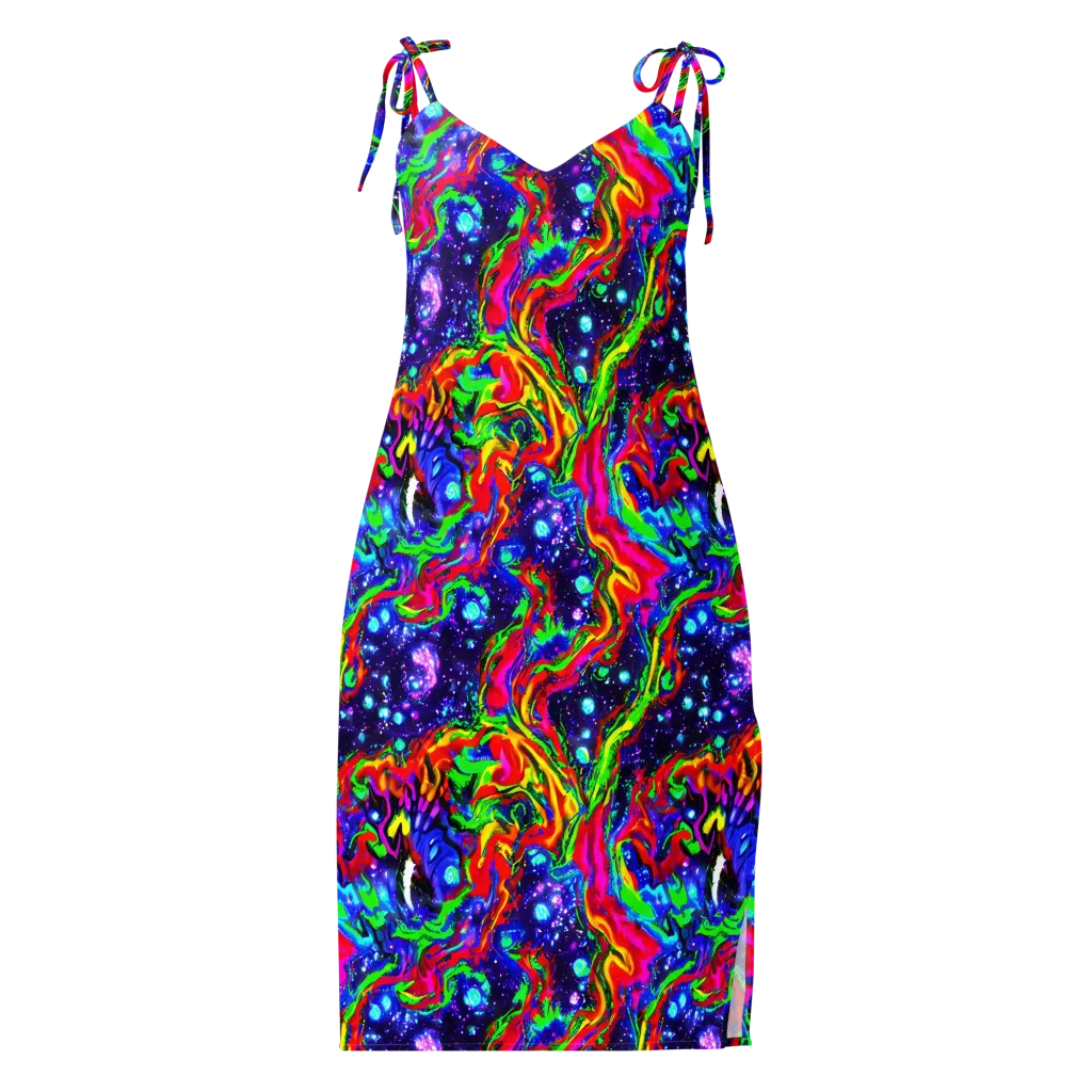Ultraviolet Wildfire on Slip Dress — Front
