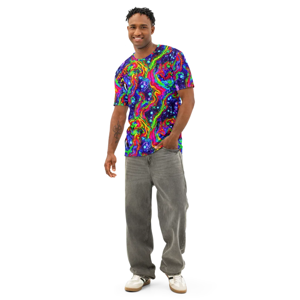 Ultraviolet Wildfire on Men's Cotton Crew Neck T-Shirt — Front