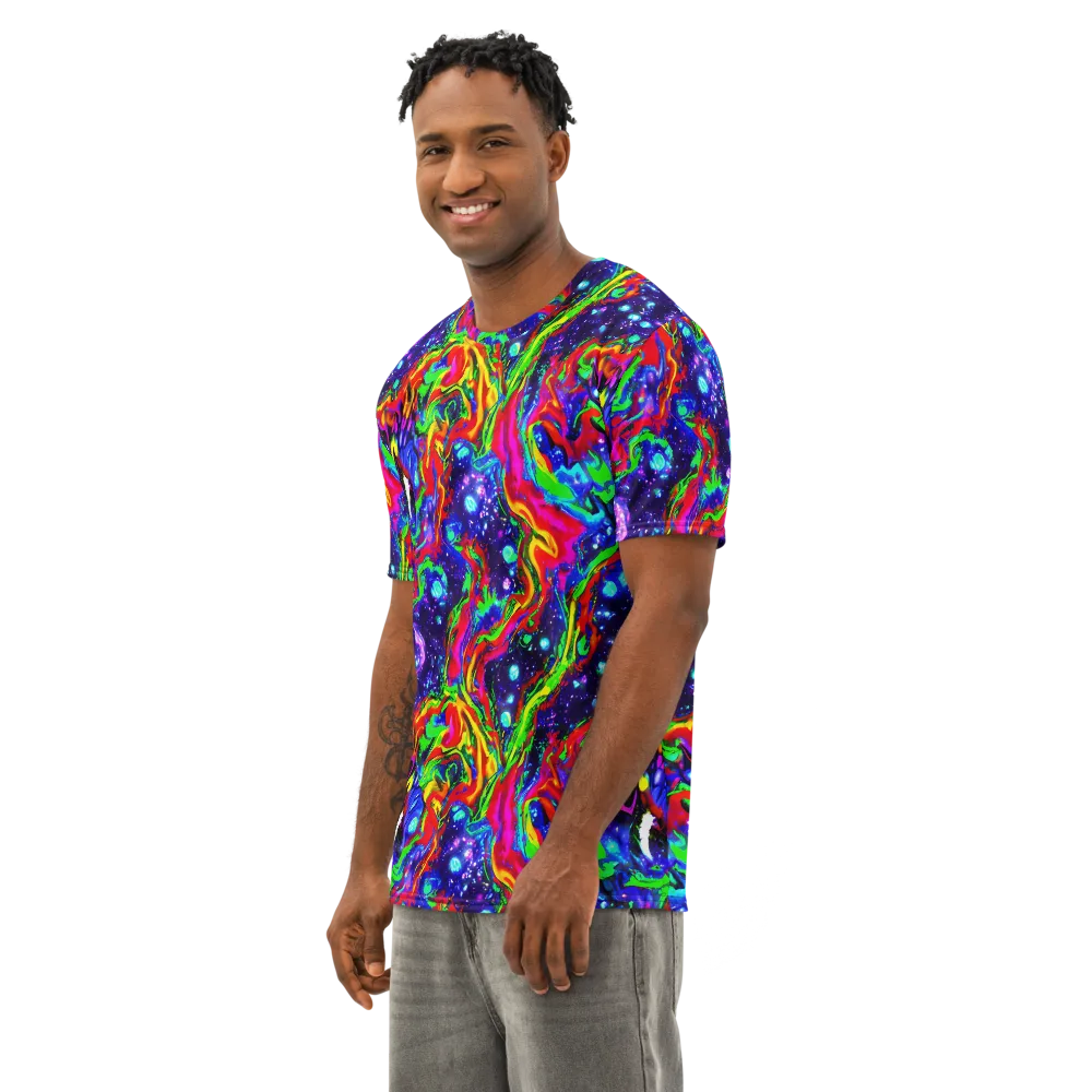 Ultraviolet Wildfire on Men's Cotton Crew Neck T-Shirt — Left Front
