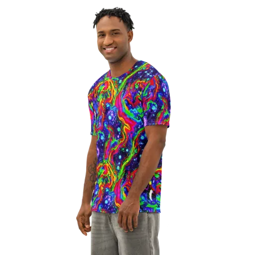 Ultraviolet Wildfire on a Men's Cotton Crew Neck T-Shirt