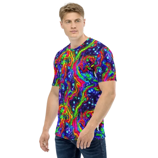 Ultraviolet Wildfire on a Men's Crew Neck T-Shirt