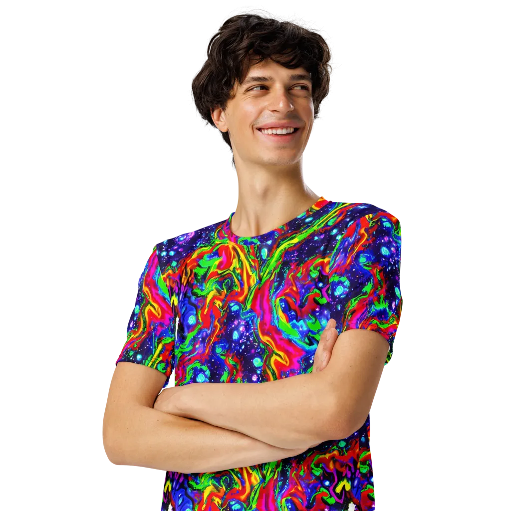 Ultraviolet Wildfire on Men's Crew Neck T-Shirt — Left Front