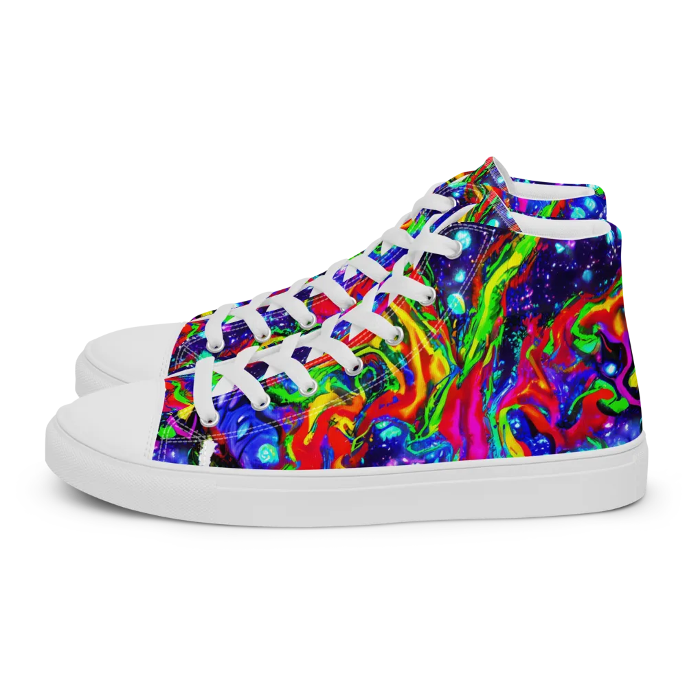 Ultraviolet Wildfire on Men's High Top Canvas Shoes — Left