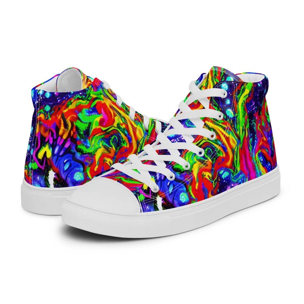 Ultraviolet Wildfire on Men's High Top Canvas Shoes — Left