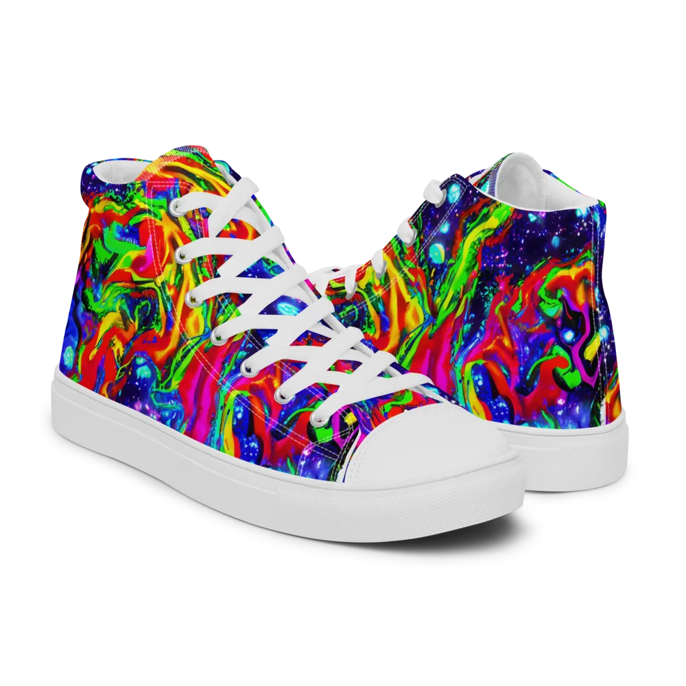 Ultraviolet Wildfire on Men's High Top Canvas Shoes — Right